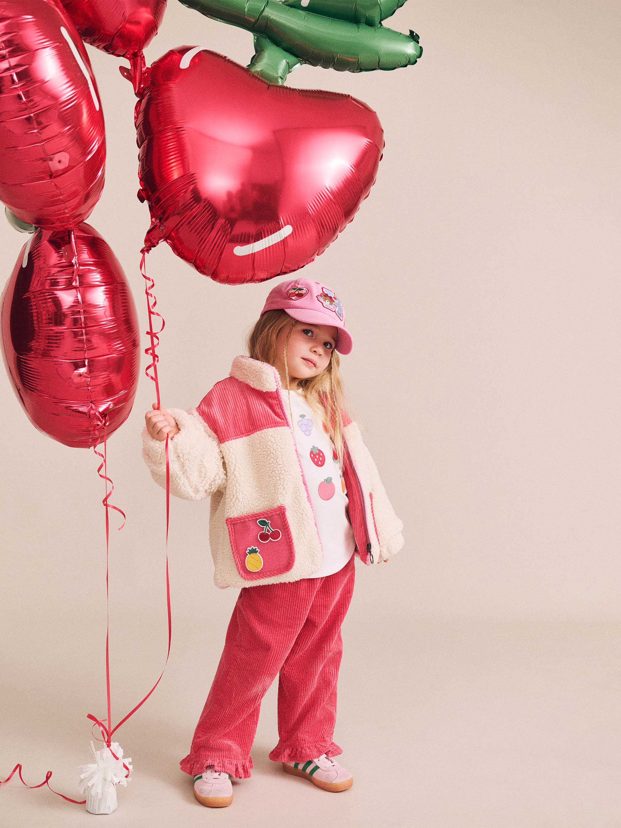 Huxbaby Girls Jacket Sherpa Cord Patches Jacket