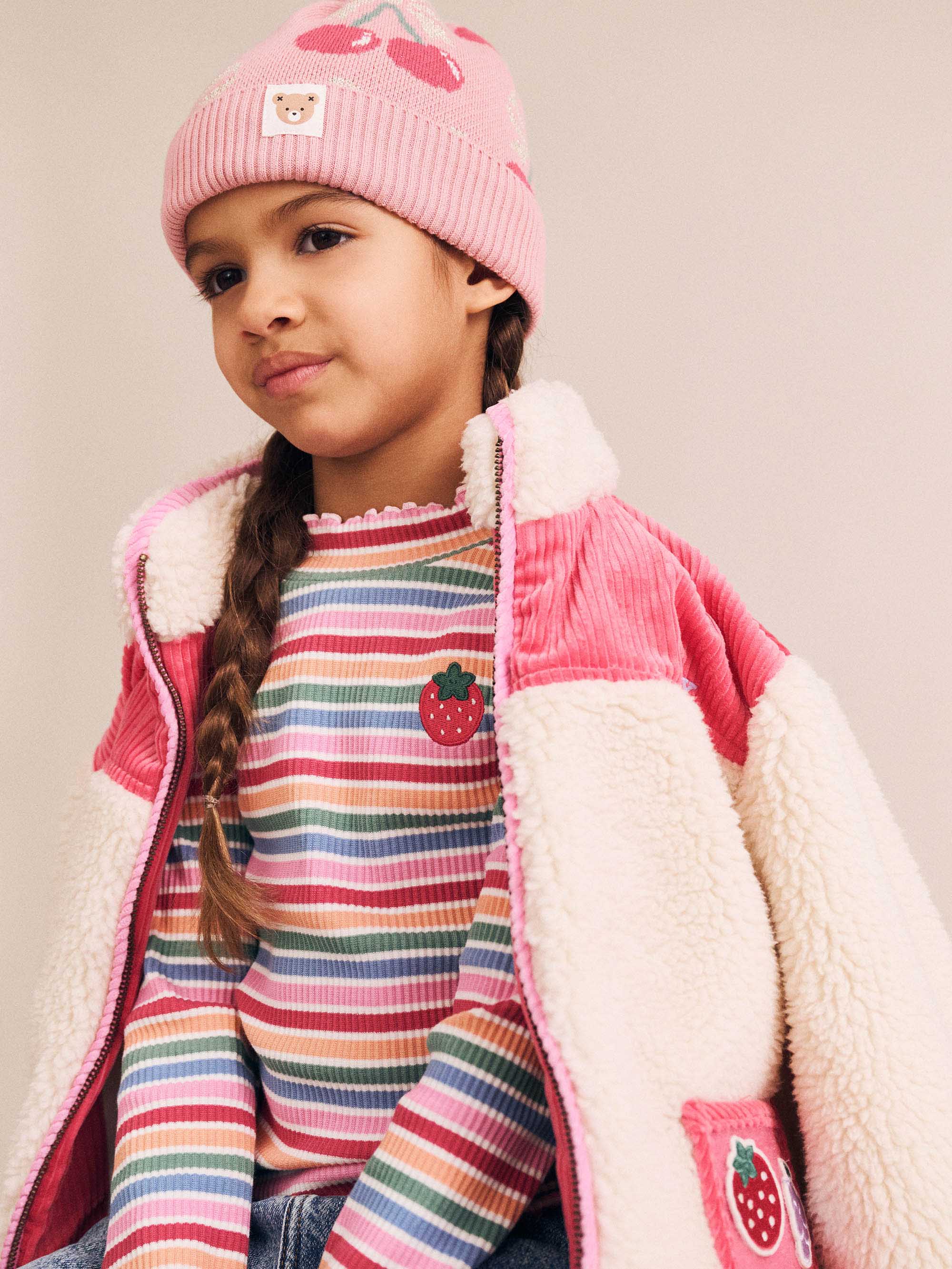 Huxbaby Girls Jacket Sherpa Cord Patches Jacket