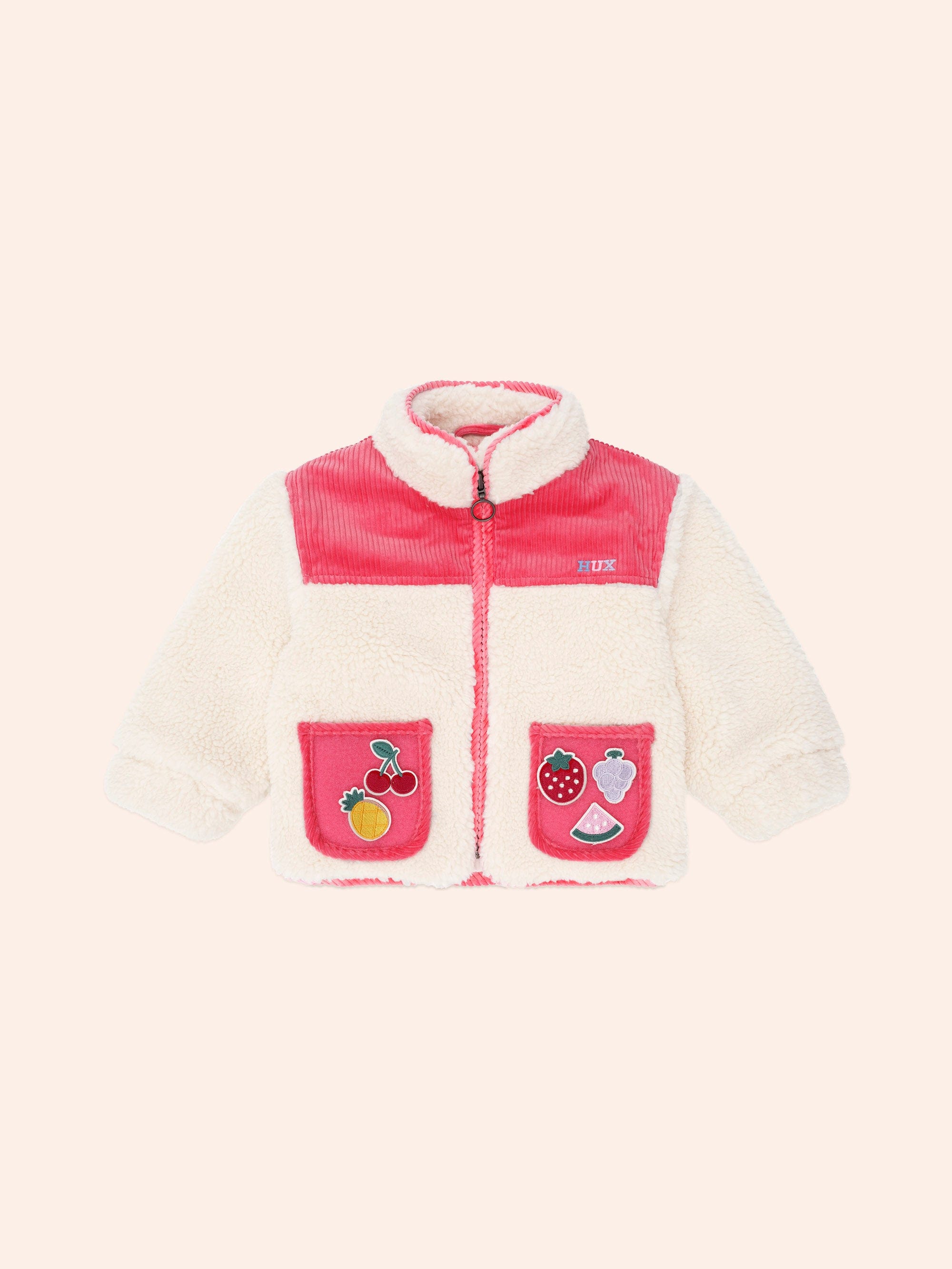 Huxbaby Girls Jacket Sherpa Cord Patches Jacket