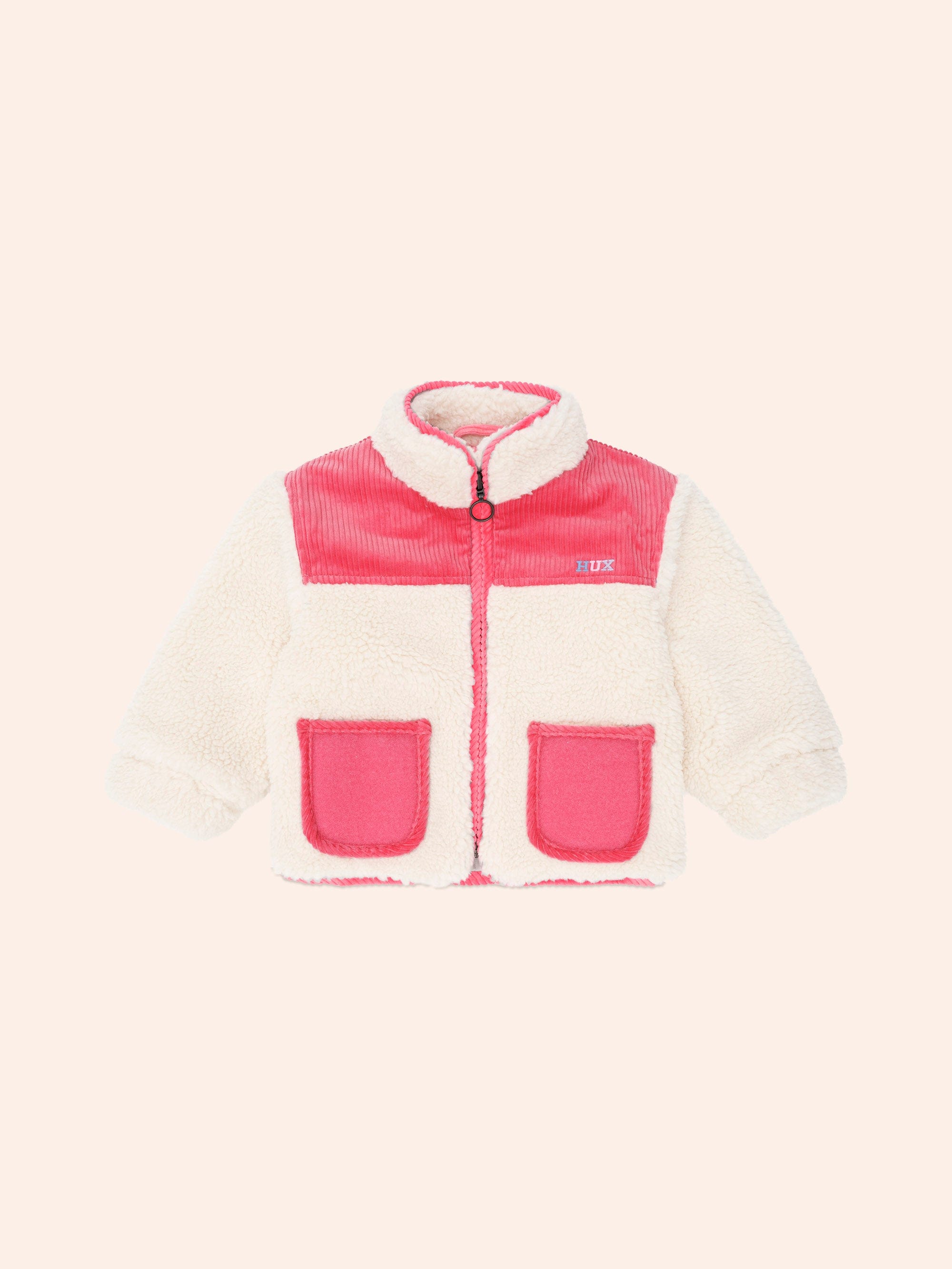 Huxbaby Girls Jacket Sherpa Cord Patches Jacket