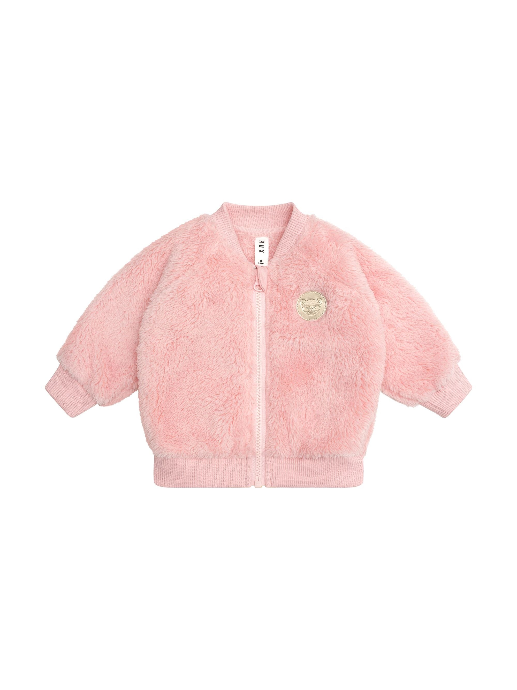 Huxbaby Girls Jacket Unicorn Heart Faux Fur Jacket