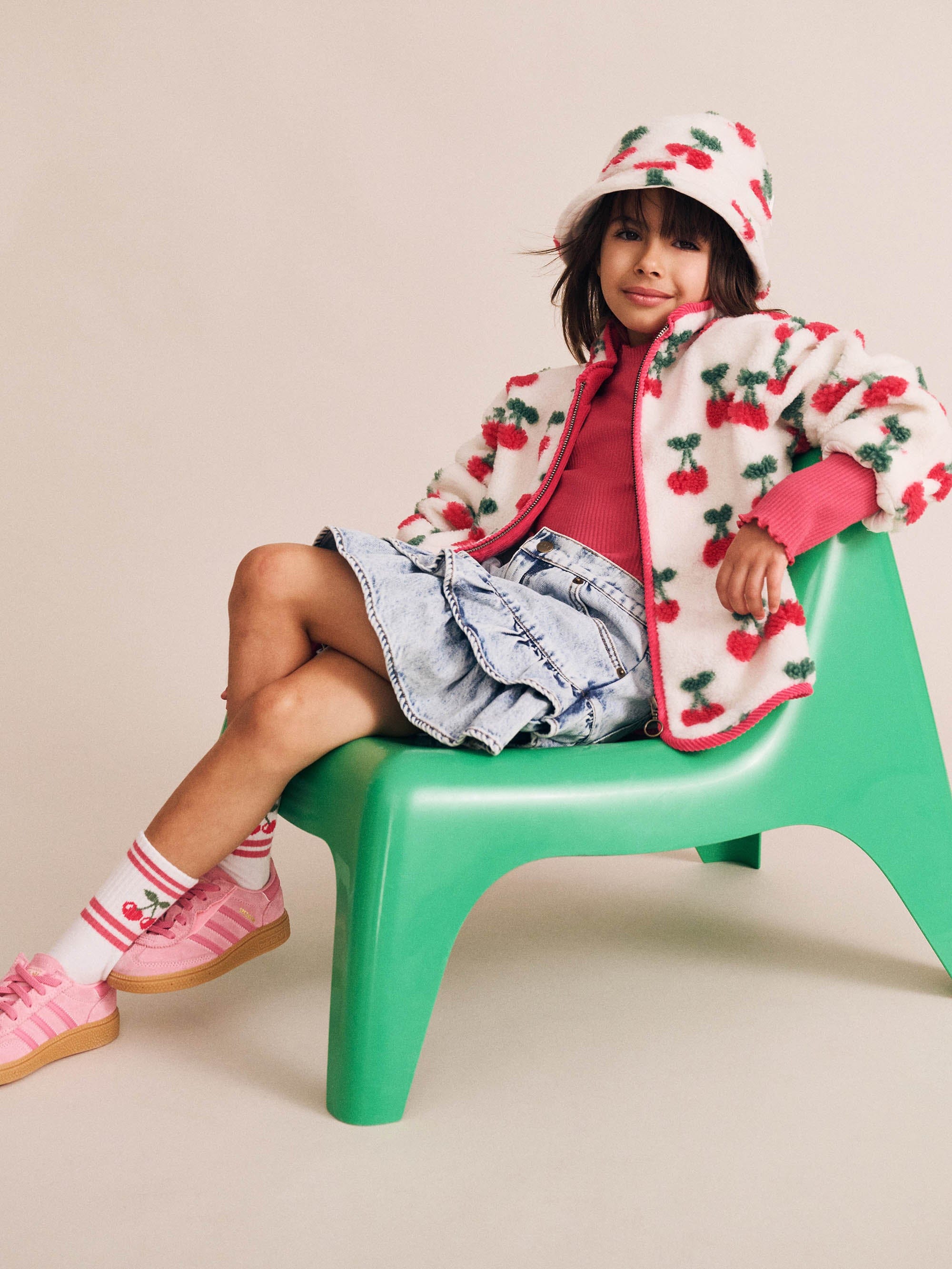 Huxbaby Girls Jacket Very Cherry Sherpa Jacket