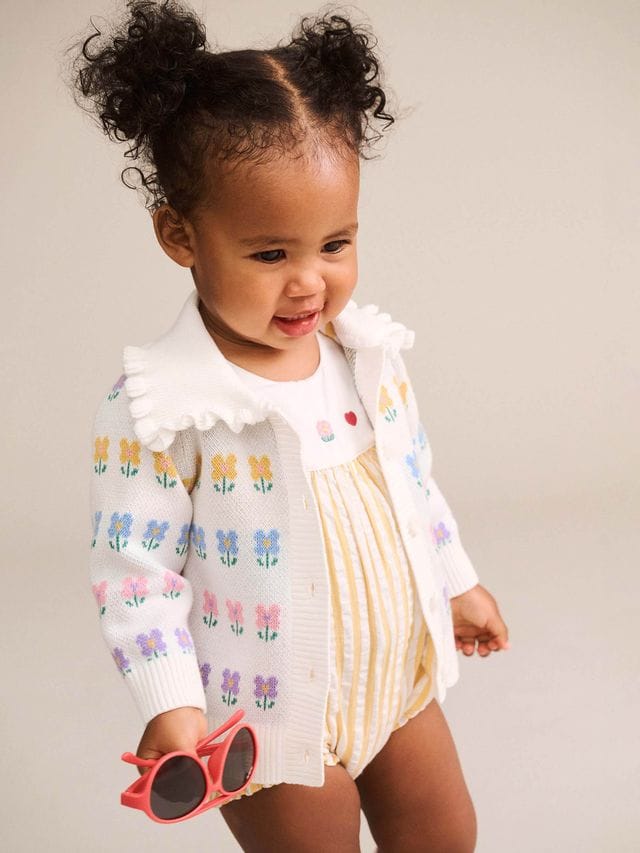 Huxbaby Girls Jumper 6-12M Flower Fields Collar Cardi