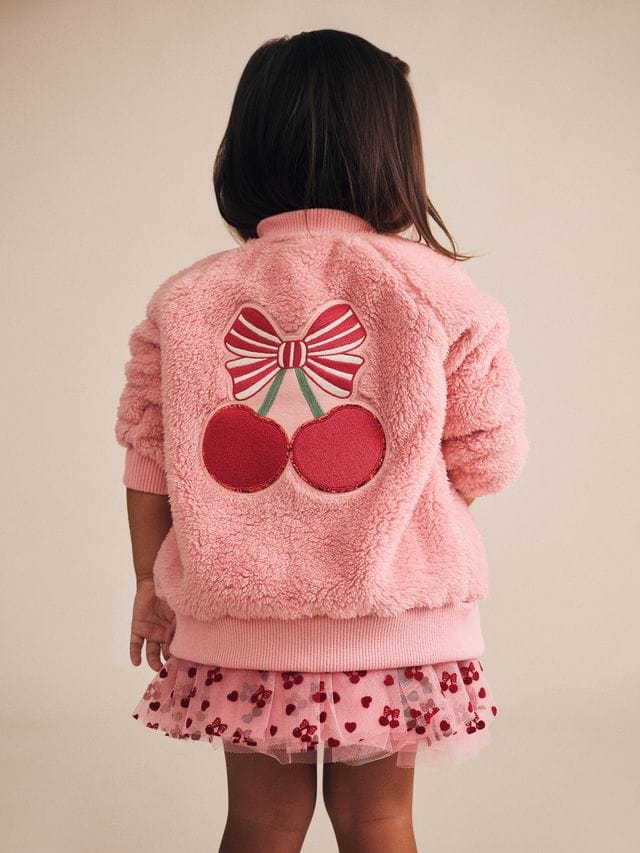 Huxbaby Girls Jumper Cherry Pie Fur Jacket