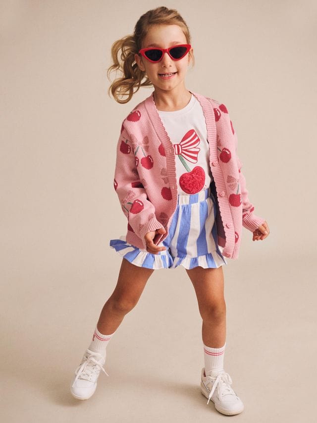 Huxbaby Girls Jumper Cherry Pie Scalloped Knit Cardi