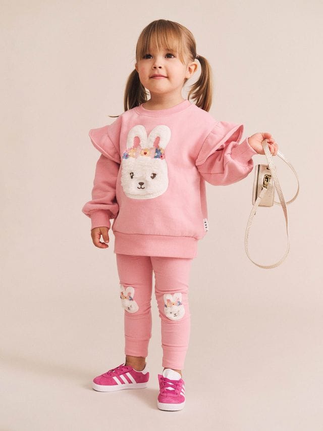 Huxbaby Girls Jumper Flower Field Bunny Sweatshirt