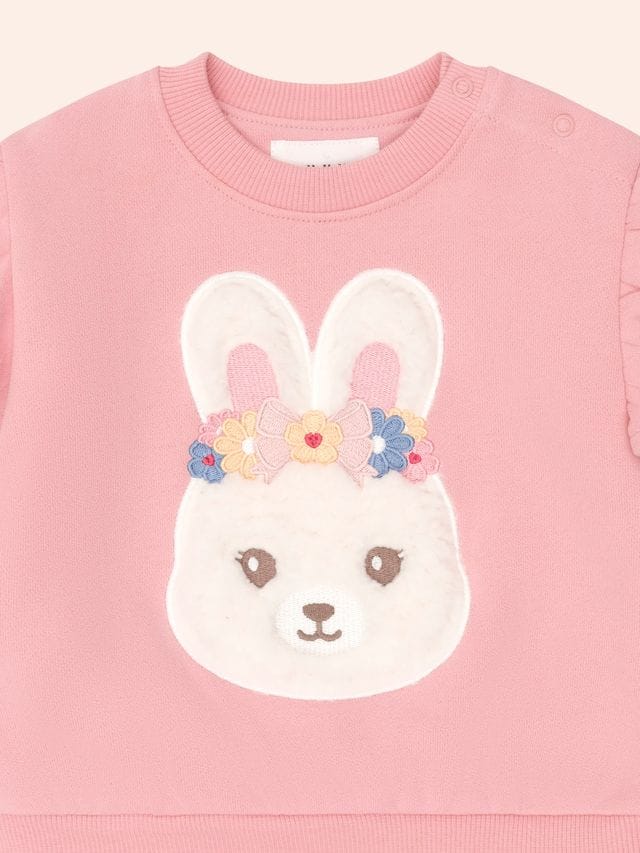 Huxbaby Girls Jumper Flower Field Bunny Sweatshirt