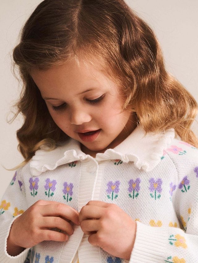 Huxbaby Girls Jumper Flower Fields Collar Cardi