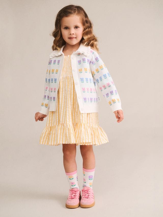 Huxbaby Girls Jumper Flower Fields Collar Cardi