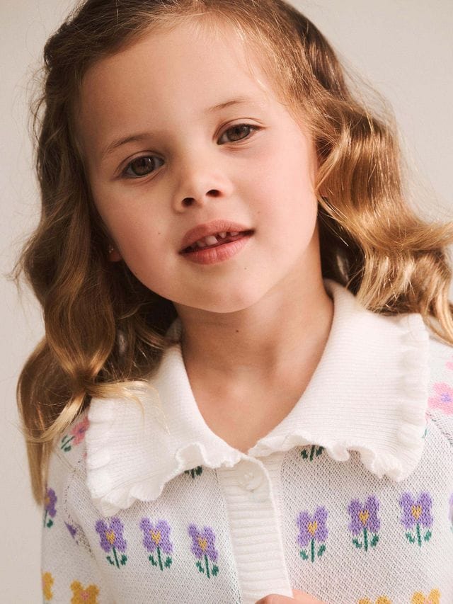 Huxbaby Girls Jumper Flower Fields Collar Cardi
