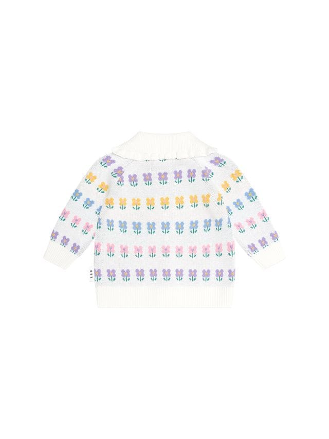 Huxbaby Girls Jumper Flower Fields Collar Cardi