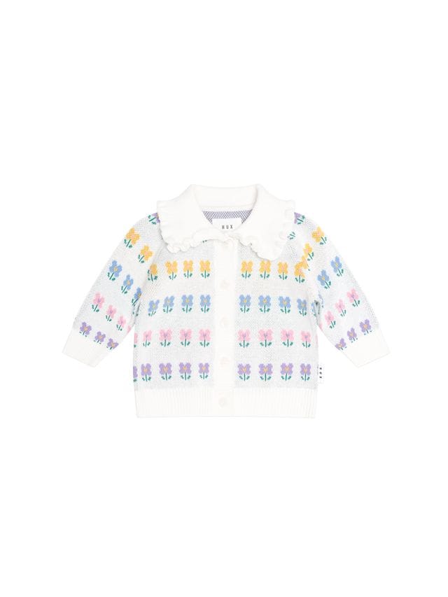 Huxbaby Girls Jumper Flower Fields Collar Cardi
