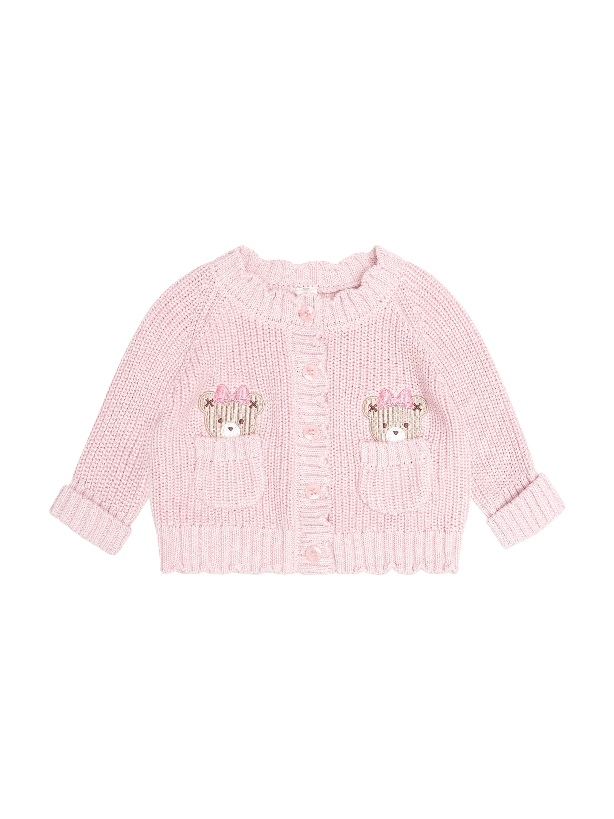Huxbaby Girls Jumper NB Baby Pink Fisherman Cardi