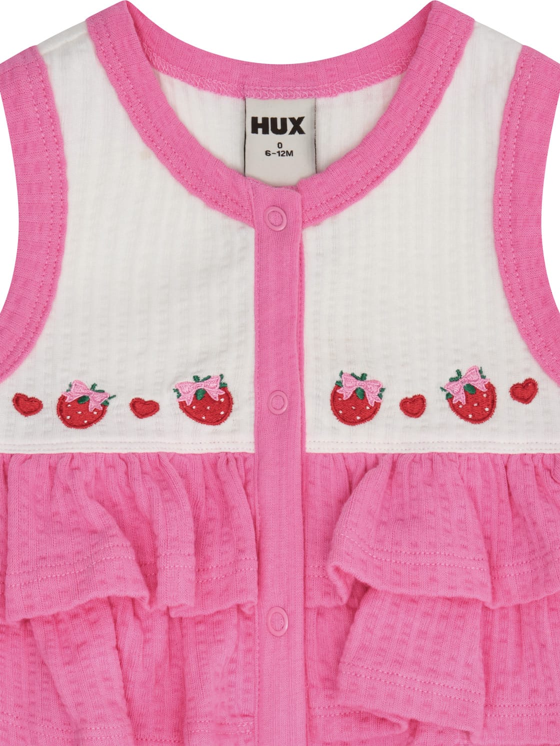 Huxbaby Girls Onesie Berry Sweet Seersucker Romper