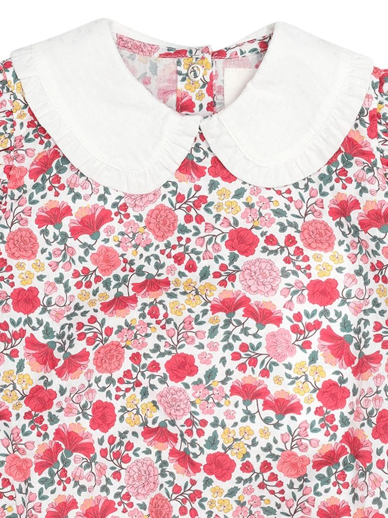 Huxbaby Girls Onesie Festive Floral Frill Collar Bubble Romper