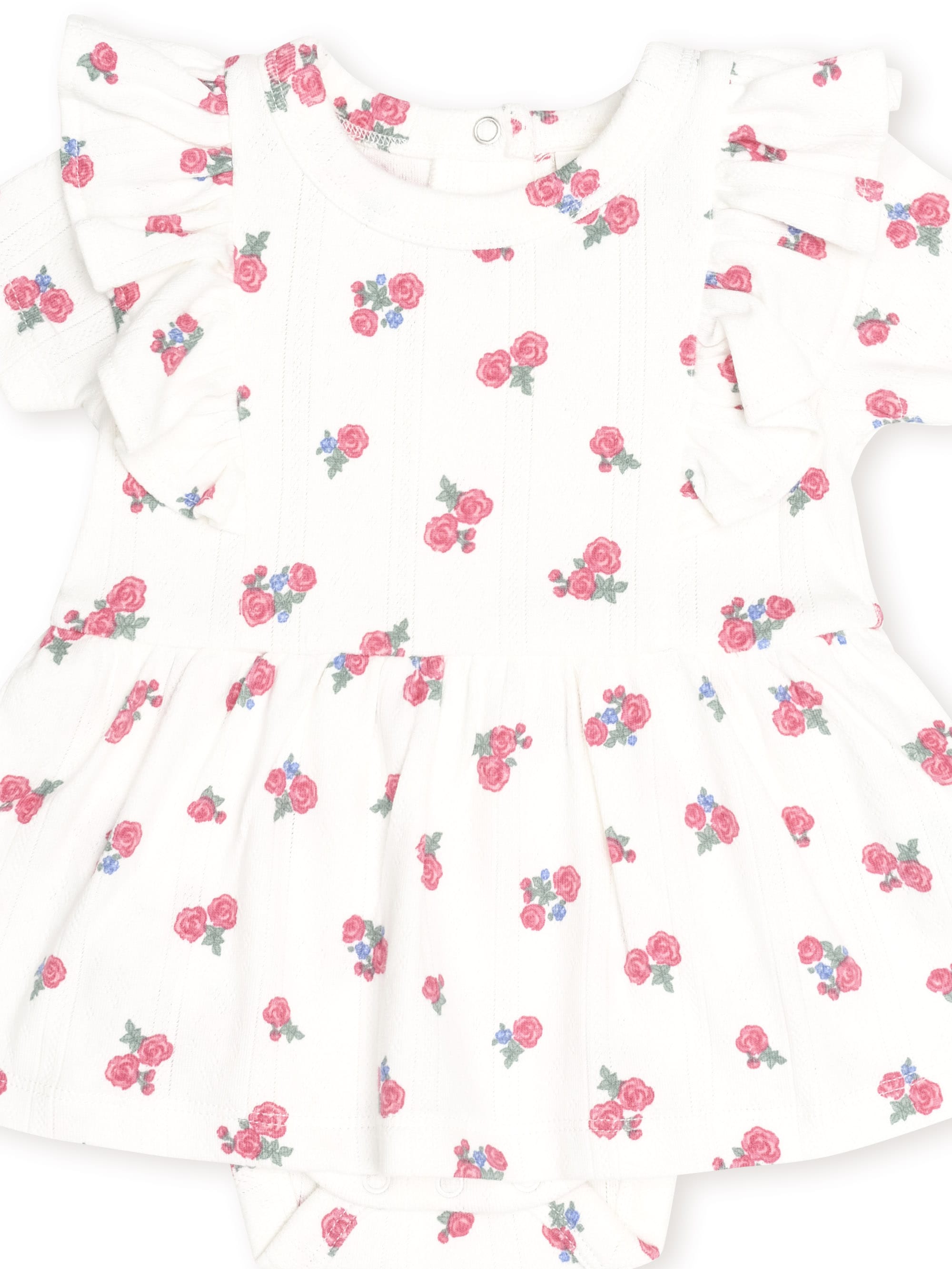 Huxbaby Girls Onesie Floral Pointelle S/less Dress Romper And Headband
