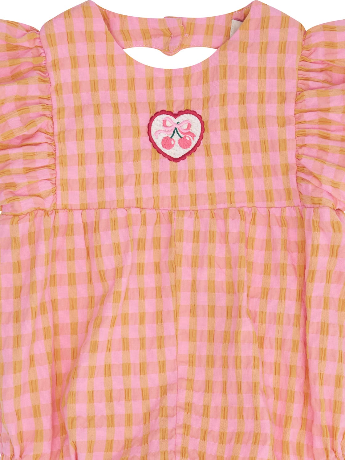 Huxbaby Girls Onesie Mango Sherbet Garment Dye Seersucker Romper
