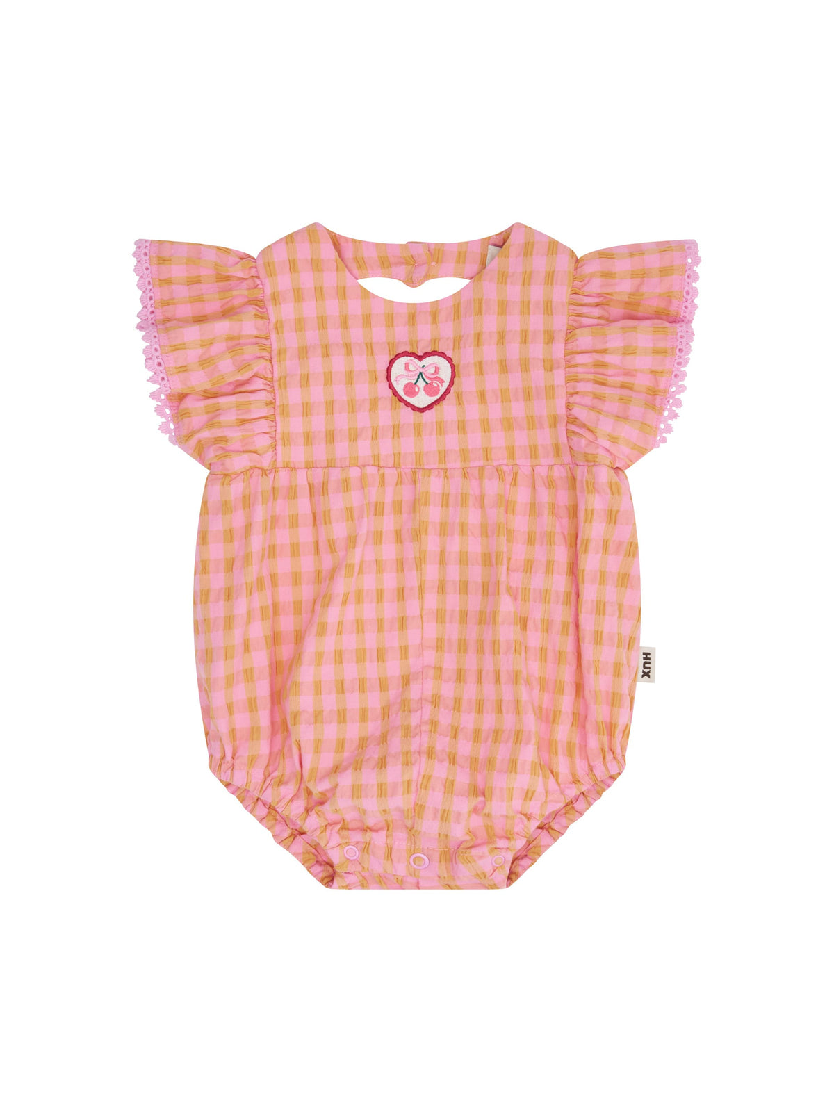 Huxbaby Girls Onesie Mango Sherbet Garment Dye Seersucker Romper