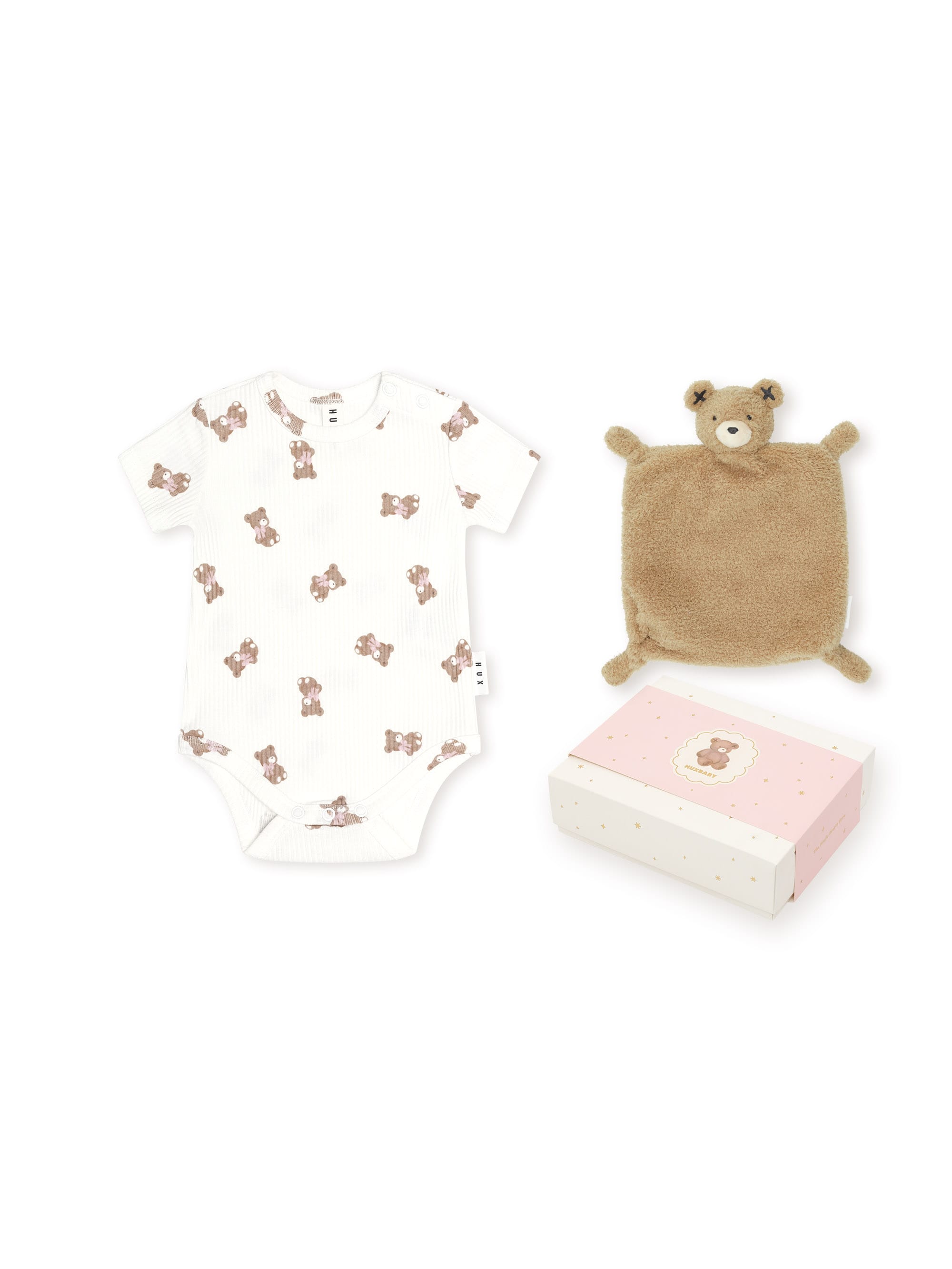 Huxbaby Girls Onesie NB Tumbling Bow Huxette 2pc Box Set