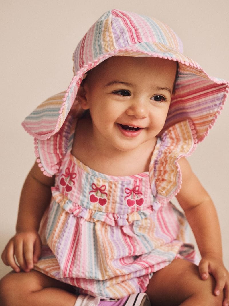 Huxbaby Girls Onesie Rainbow Stripe Frill Playsuit