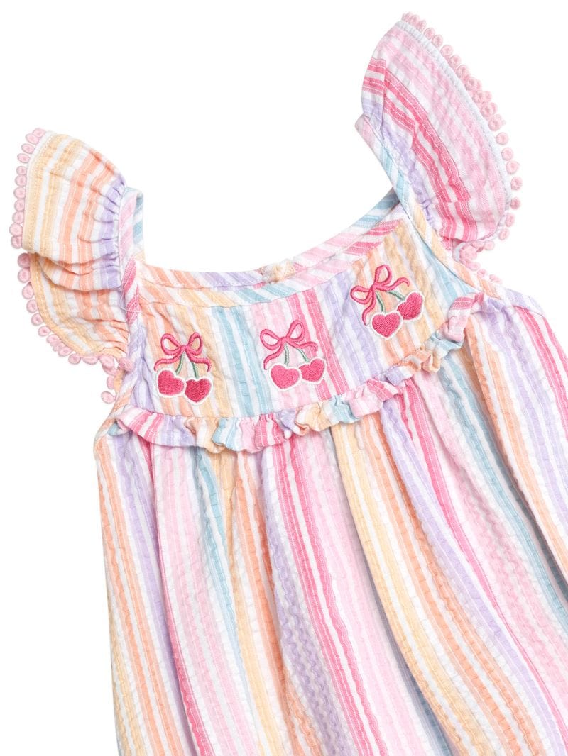Huxbaby Girls Onesie Rainbow Stripe Frill Playsuit