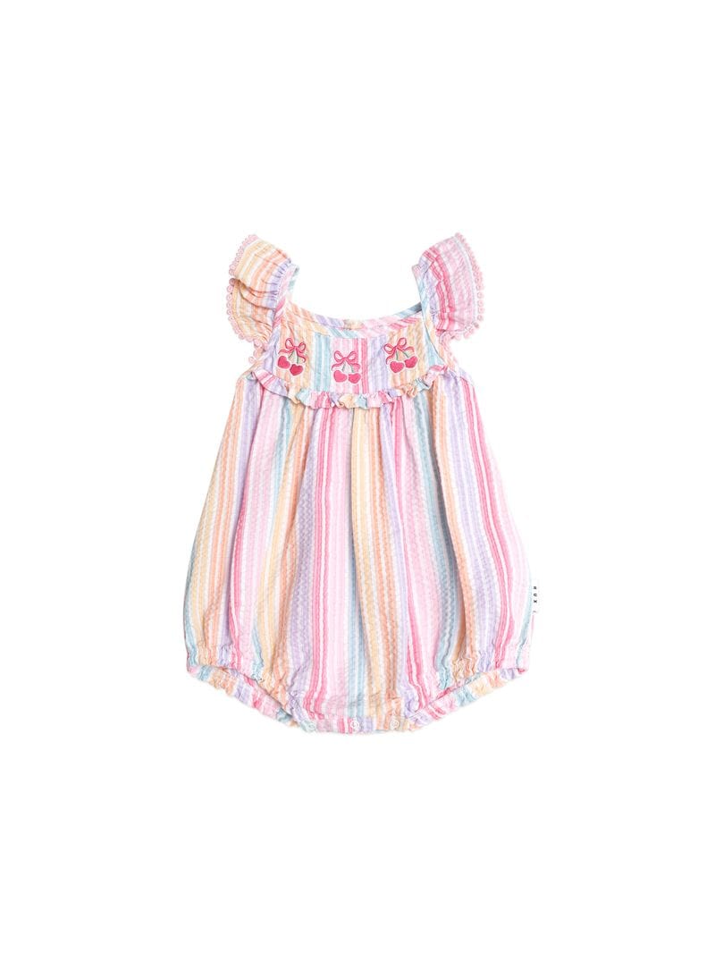 Huxbaby Girls Onesie Rainbow Stripe Frill Playsuit