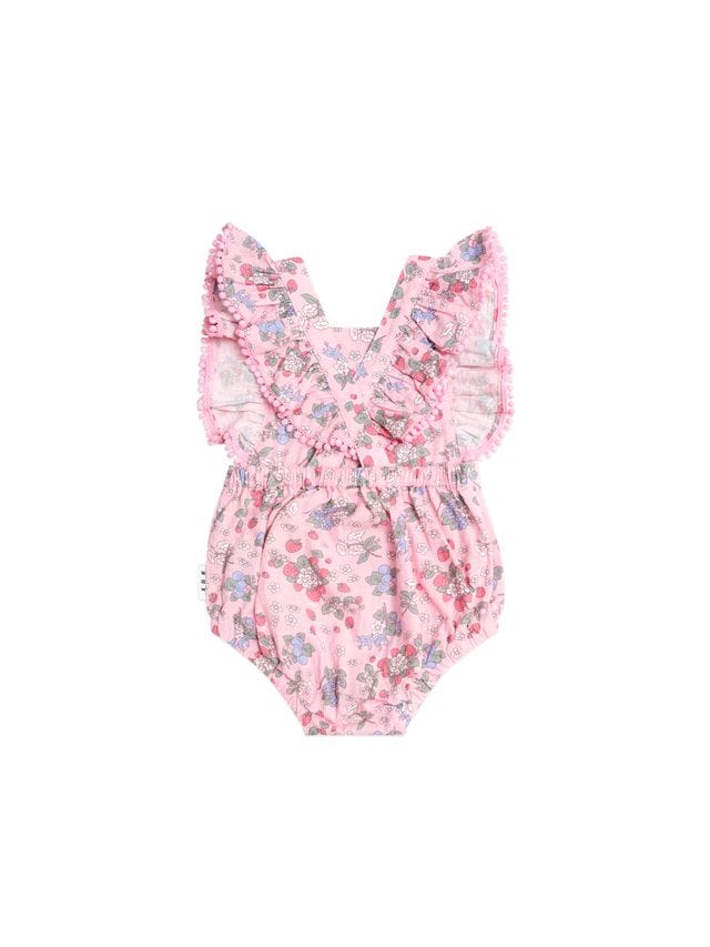 Huxbaby Girls Onesie Strawberry Garden Playsuit
