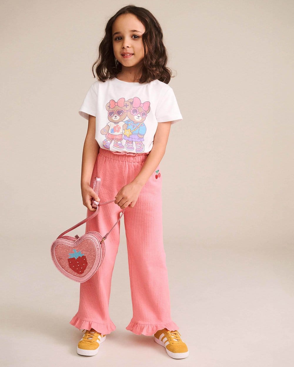 Huxbaby Girls Pants Cherry Embroidered Frill Pant