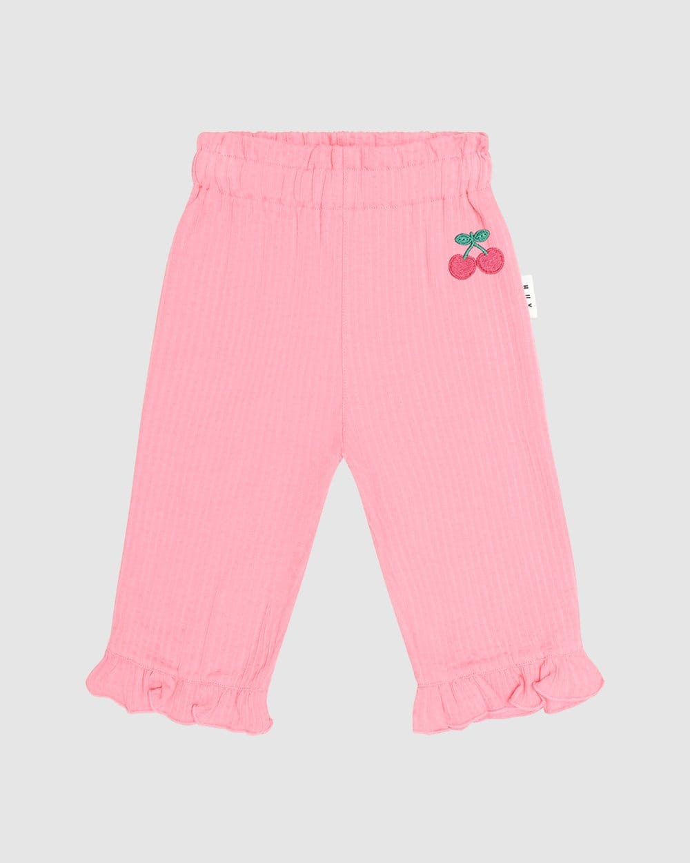 Huxbaby Girls Pants Cherry Embroidered Frill Pant