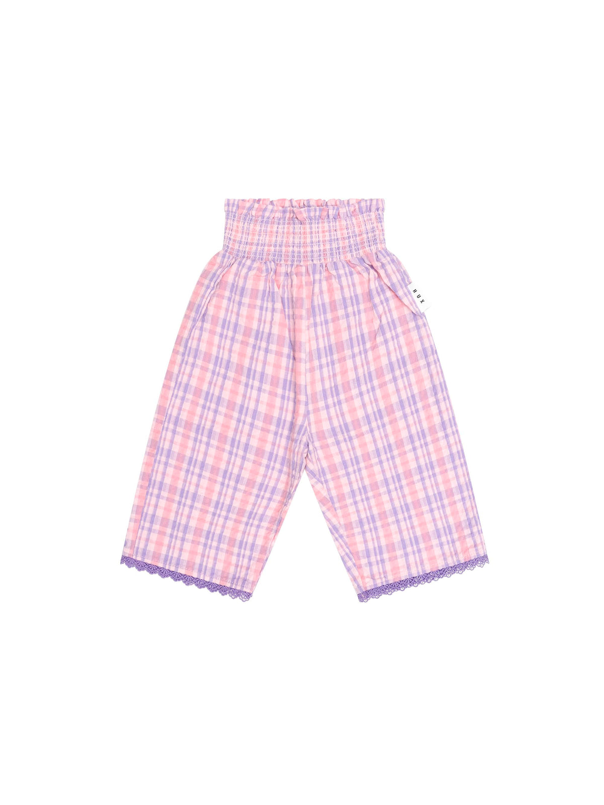 Huxbaby Girls Pants Tropical Check Paperbag Pant
