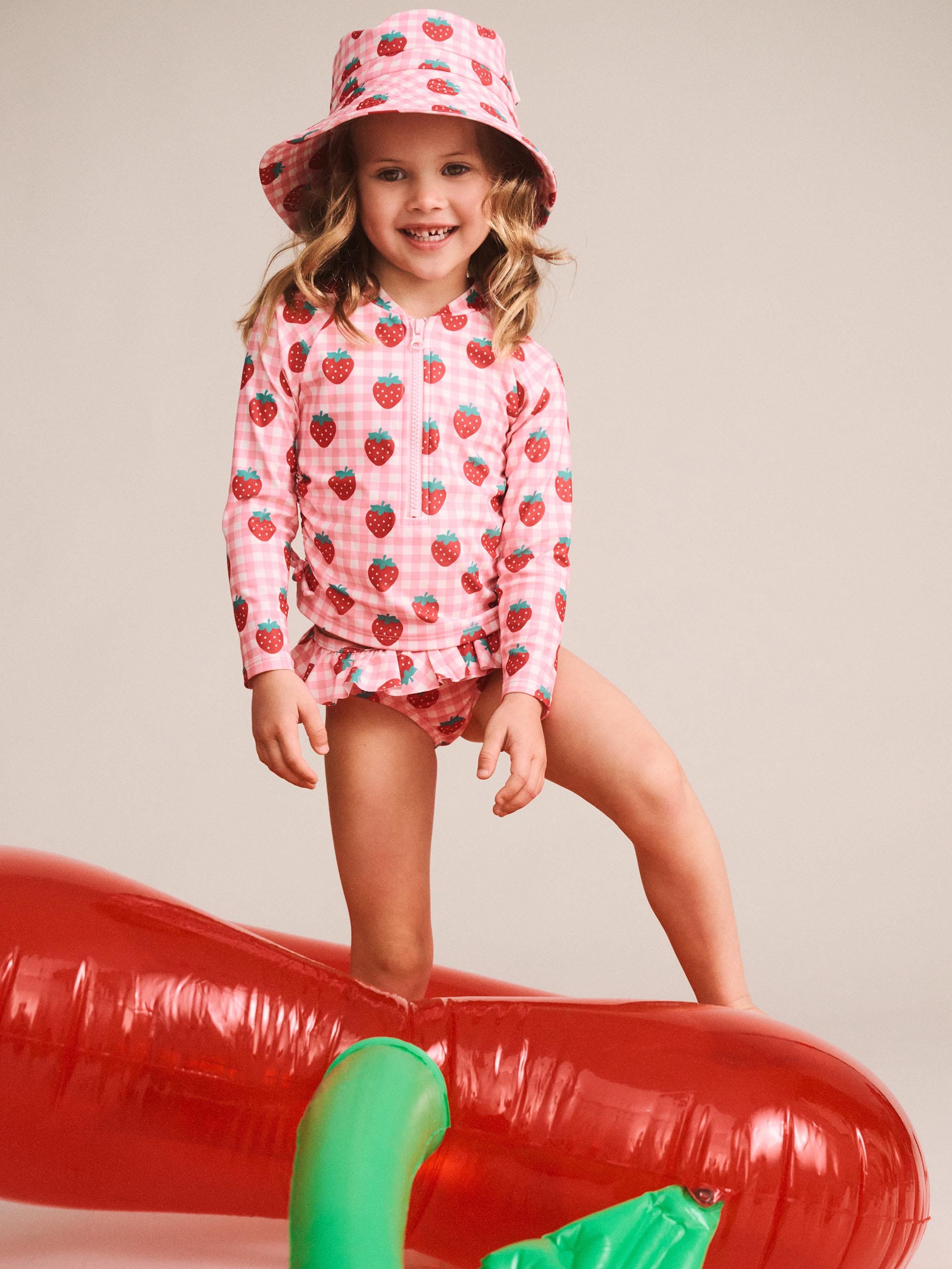 Huxbaby Girls Swimwear 3Y Strawberry Check 2pc Swim Set