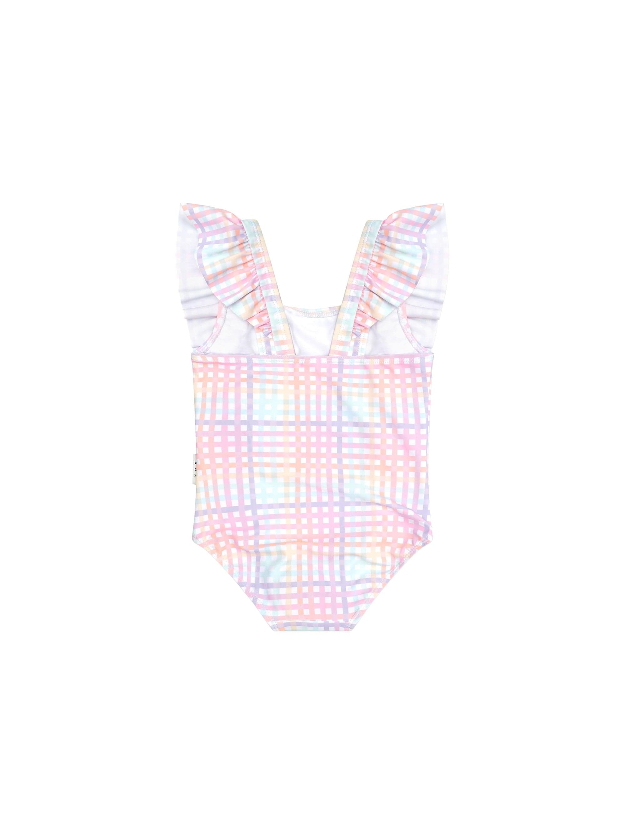 Huxbaby Girls Swimwear Rainbow Check Frill Swimsuit