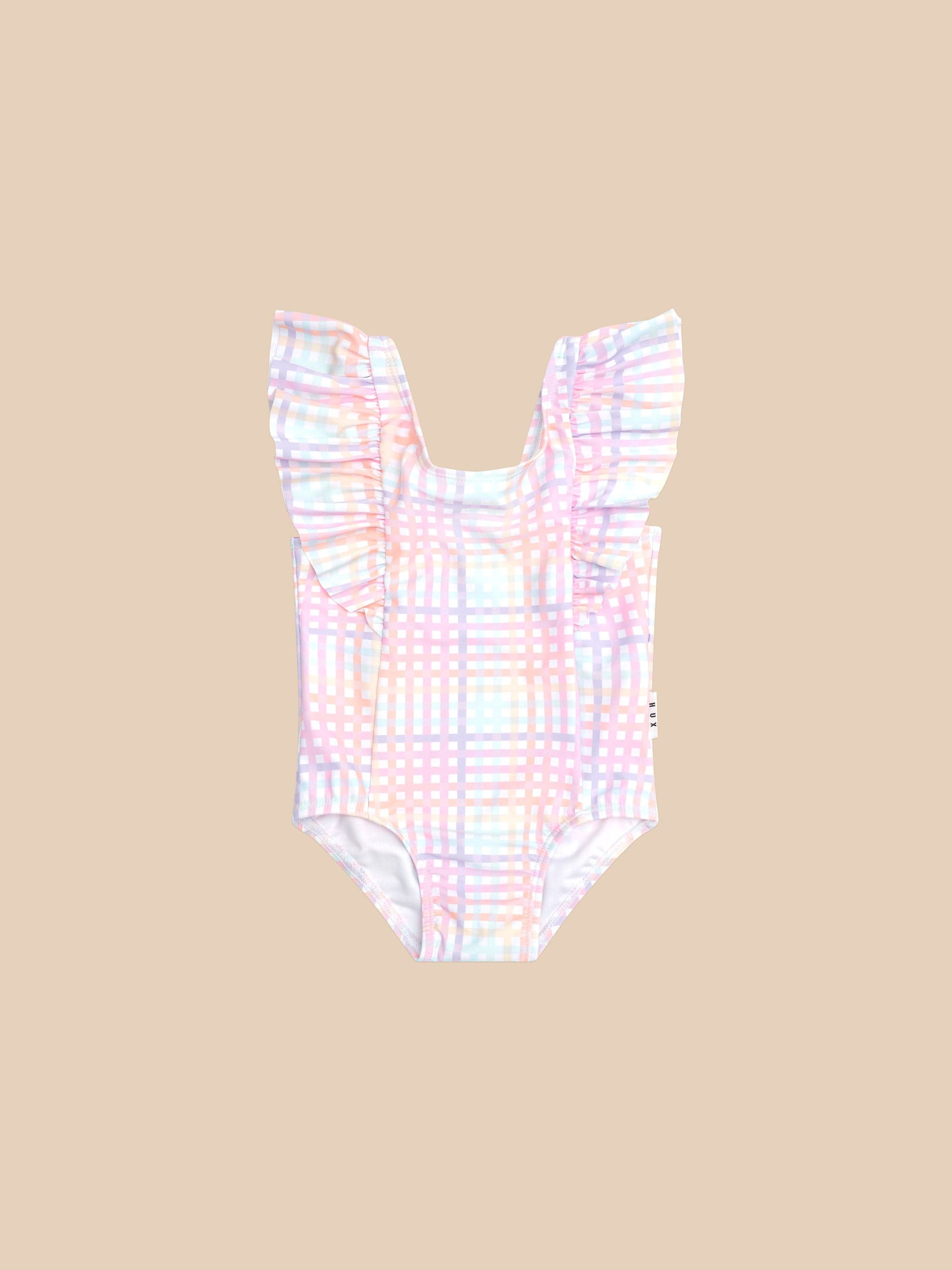 Huxbaby Girls Swimwear Rainbow Check Frill Swimsuit