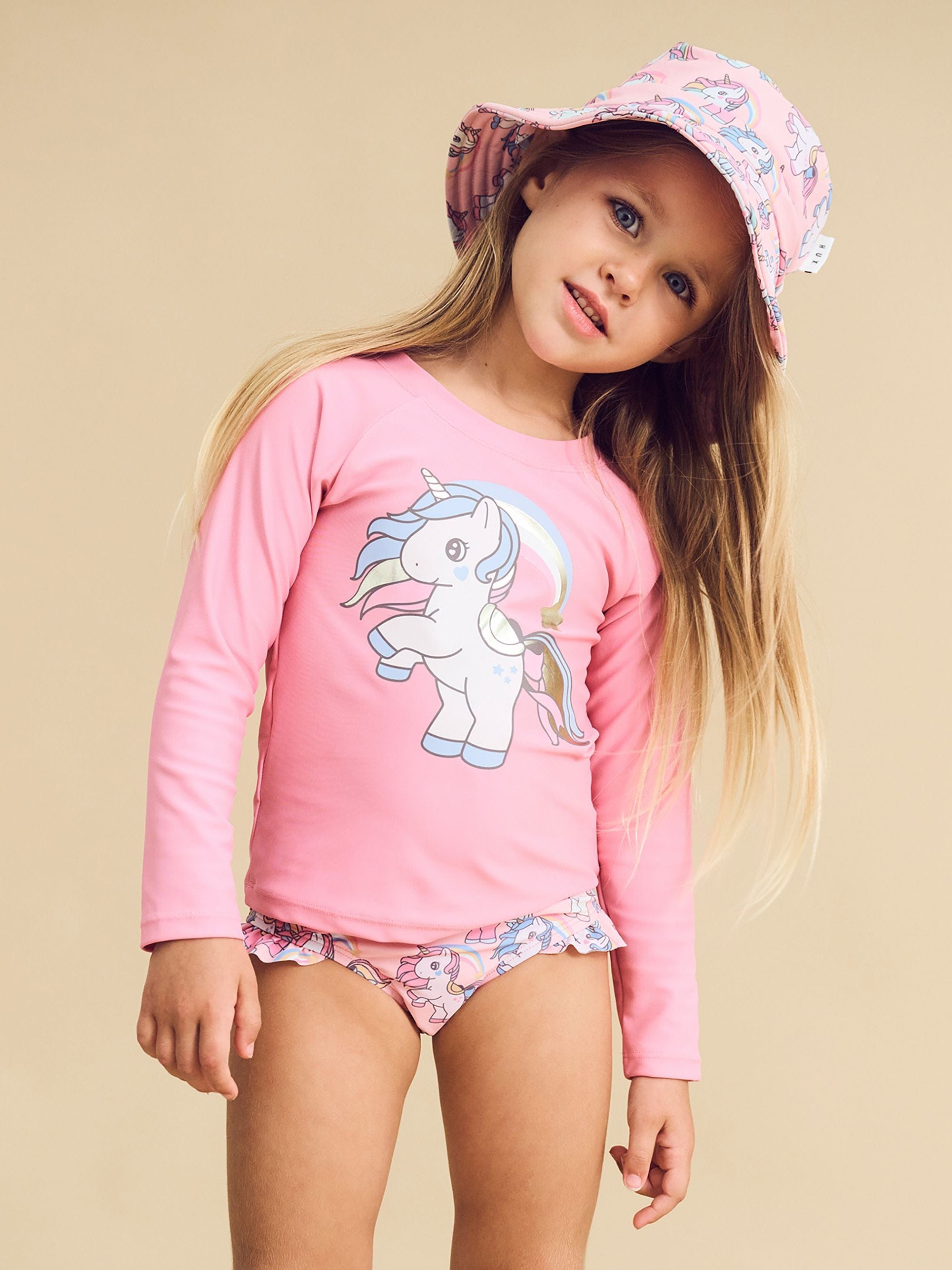 Huxbaby Girls Swimwear Rainbow Unicorn Swim Set