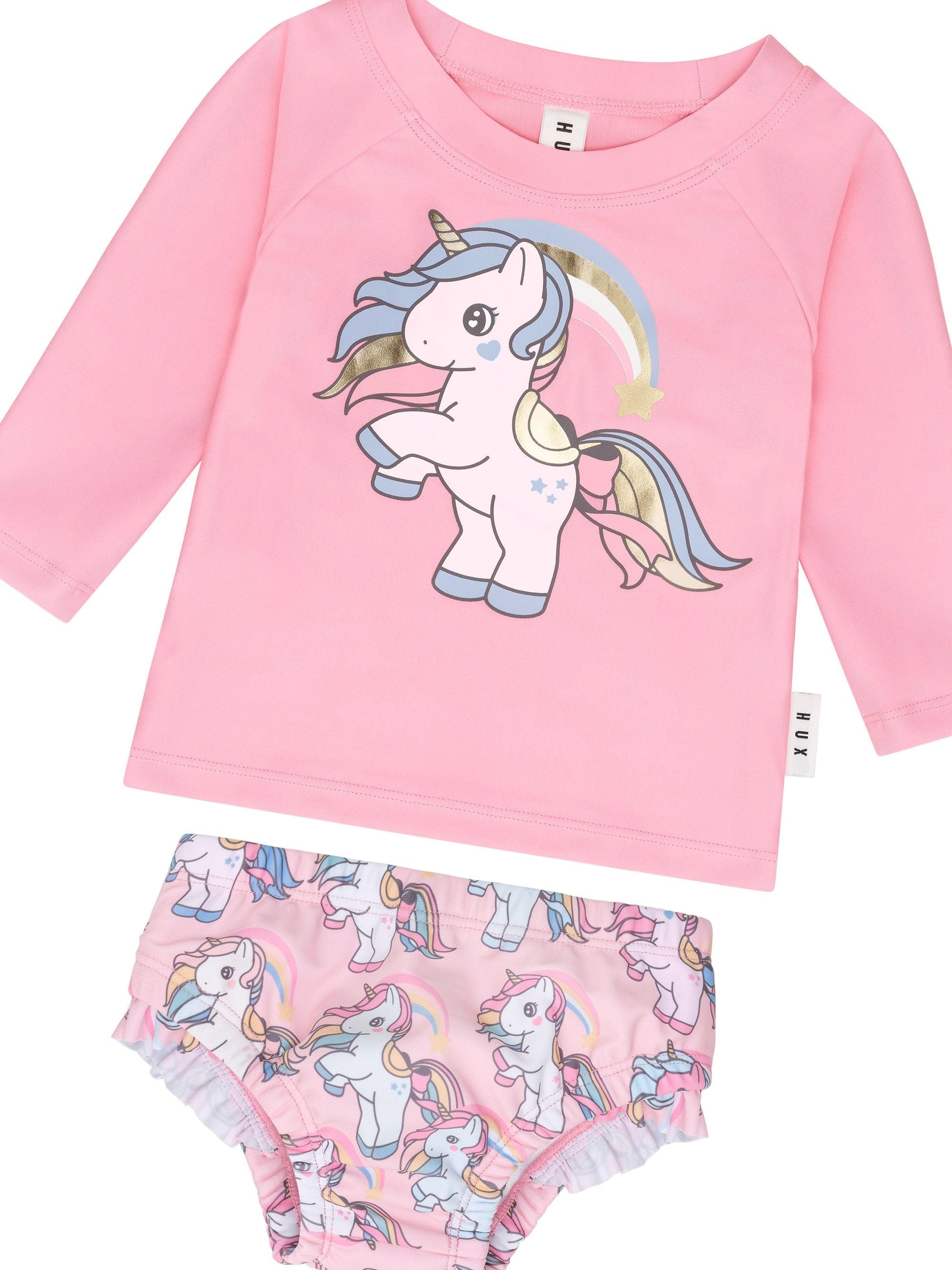 Huxbaby Girls Swimwear Rainbow Unicorn Swim Set