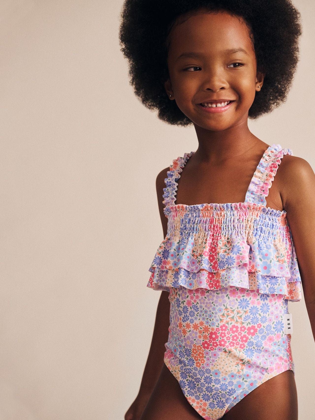Huxbaby Girls Swimwear Shirred Swimsuit Floral Bloom
