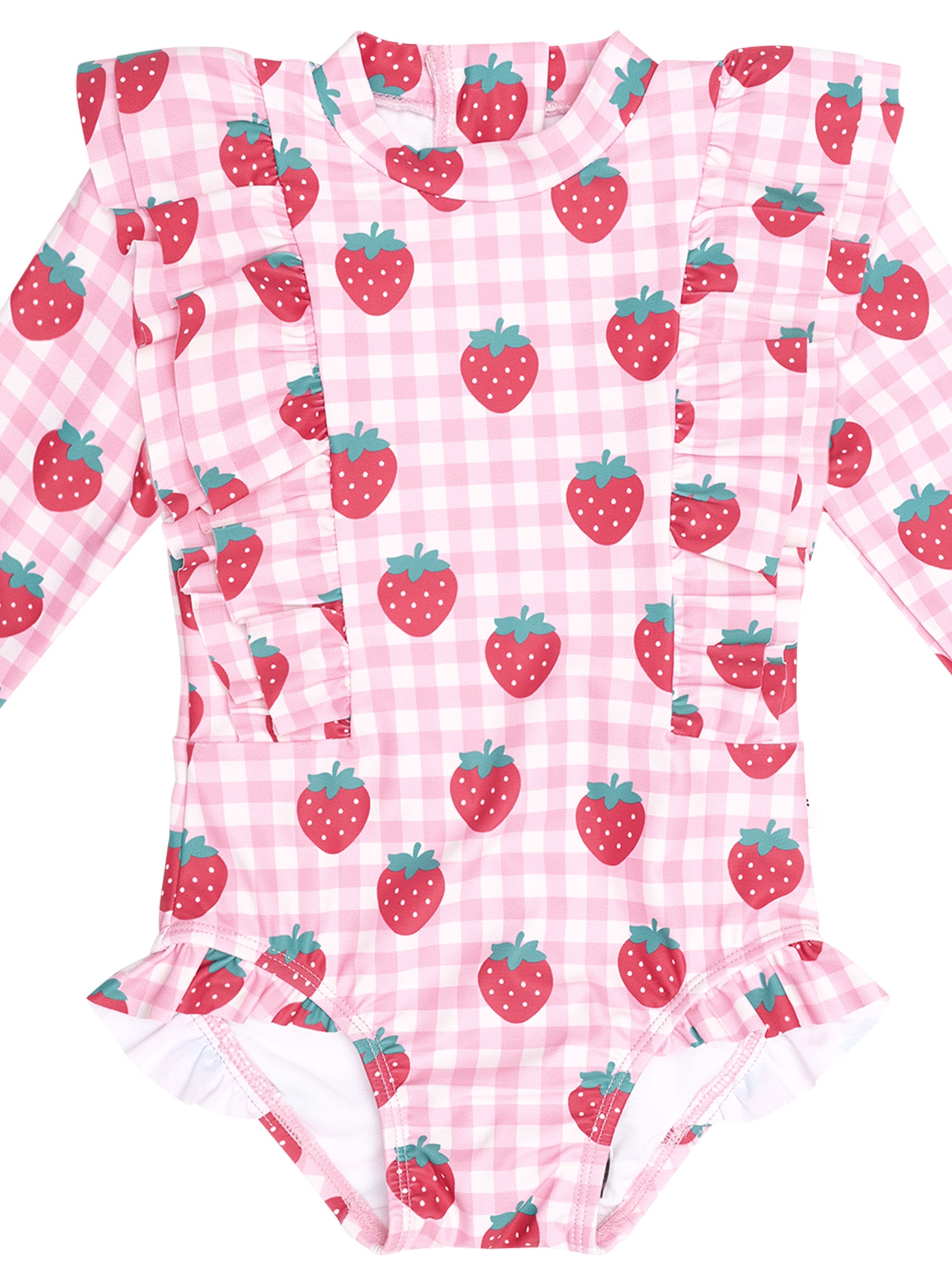 Huxbaby Girls Swimwear Strawberry Check Frill Swimsuit