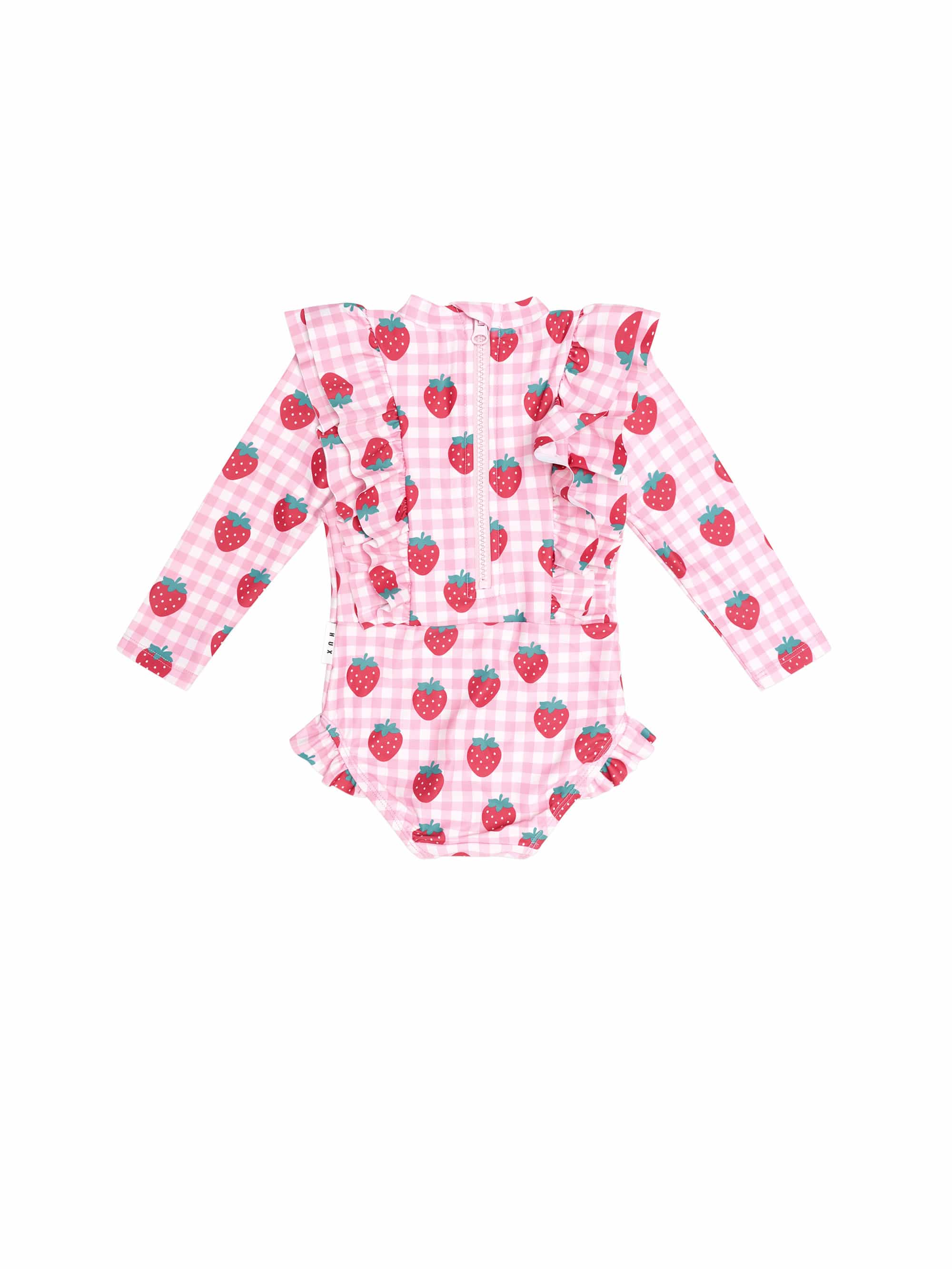 Huxbaby Girls Swimwear Strawberry Check Frill Swimsuit