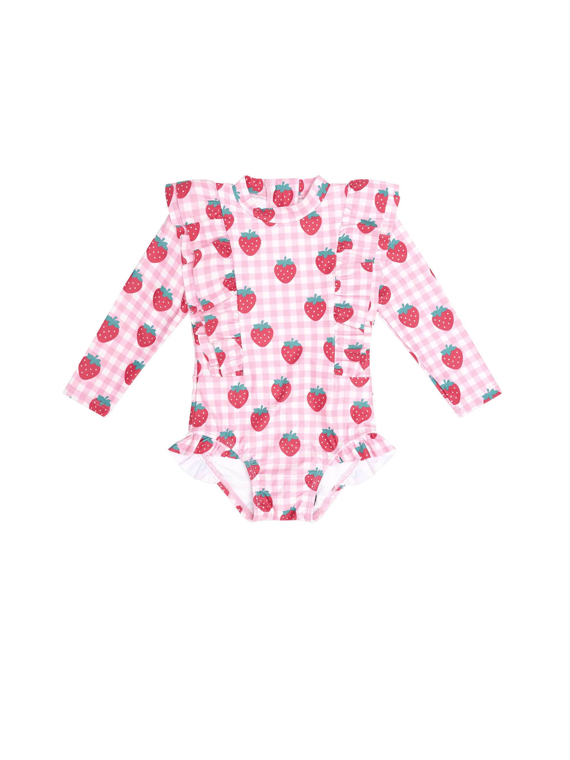 Huxbaby Girls Swimwear Strawberry Check Frill Swimsuit