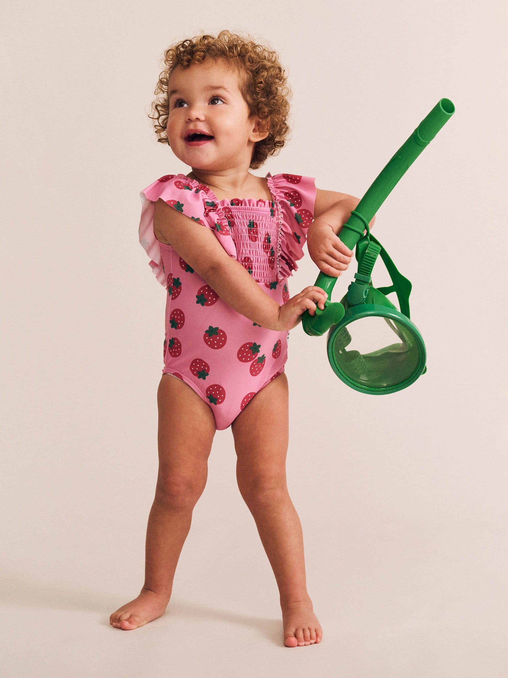Huxbaby Girls Swimwear Strawberry Fields Forever Shirred Swimsuit