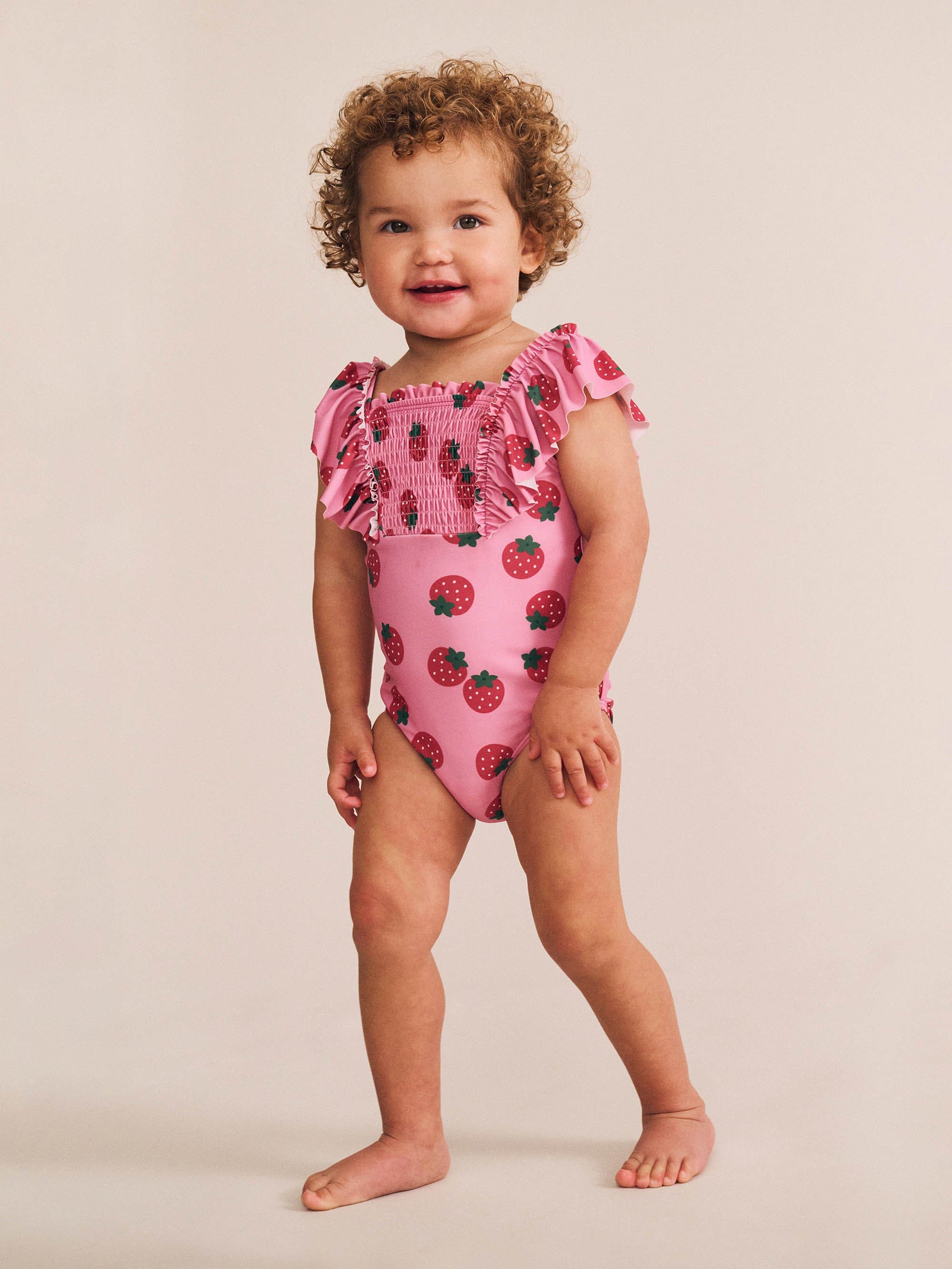Huxbaby Girls Swimwear Strawberry Fields Forever Shirred Swimsuit
