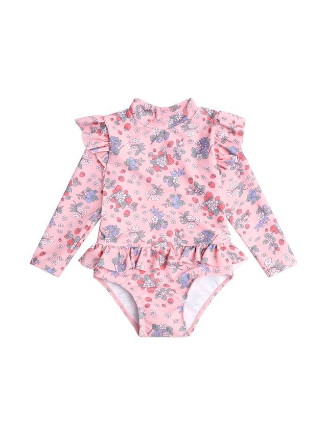 Huxbaby Girls Swimwear Strawberry Garden Frill Swimsuit