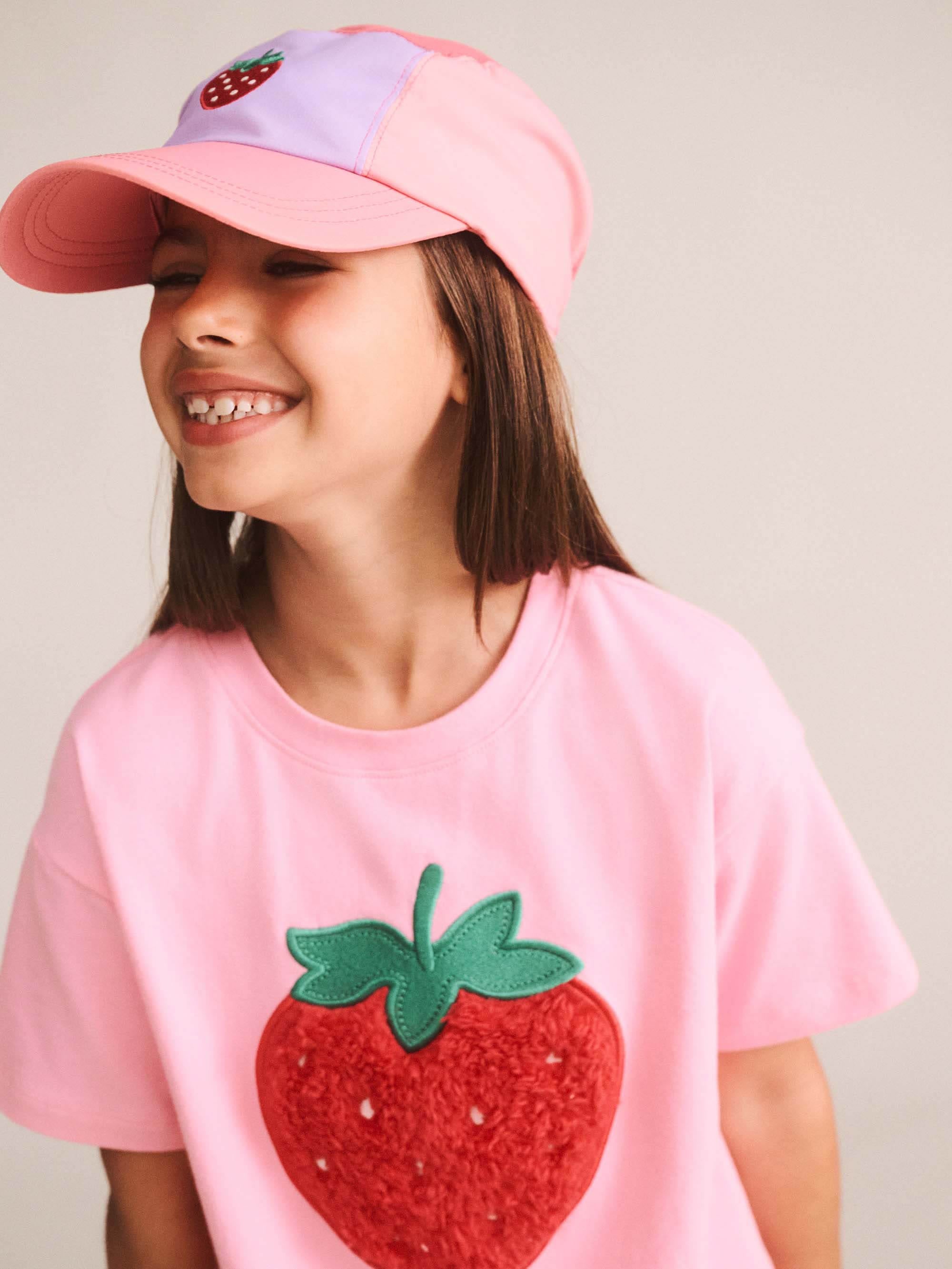 Huxbaby Girls Tee 1Y Furry Strawberry Slouchy Tee