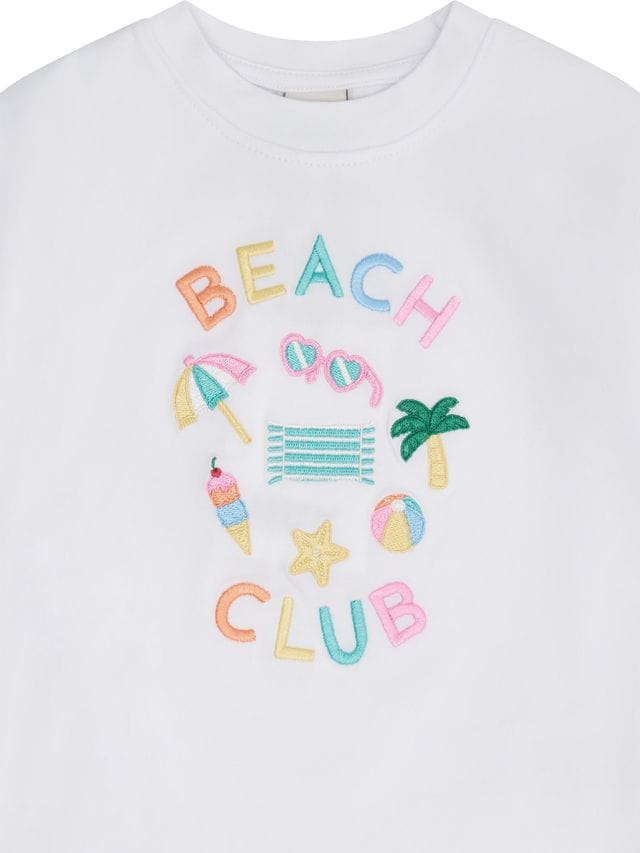 Huxbaby Girls Tee Beach Club 7 Emb Drop Shoulder Tee
