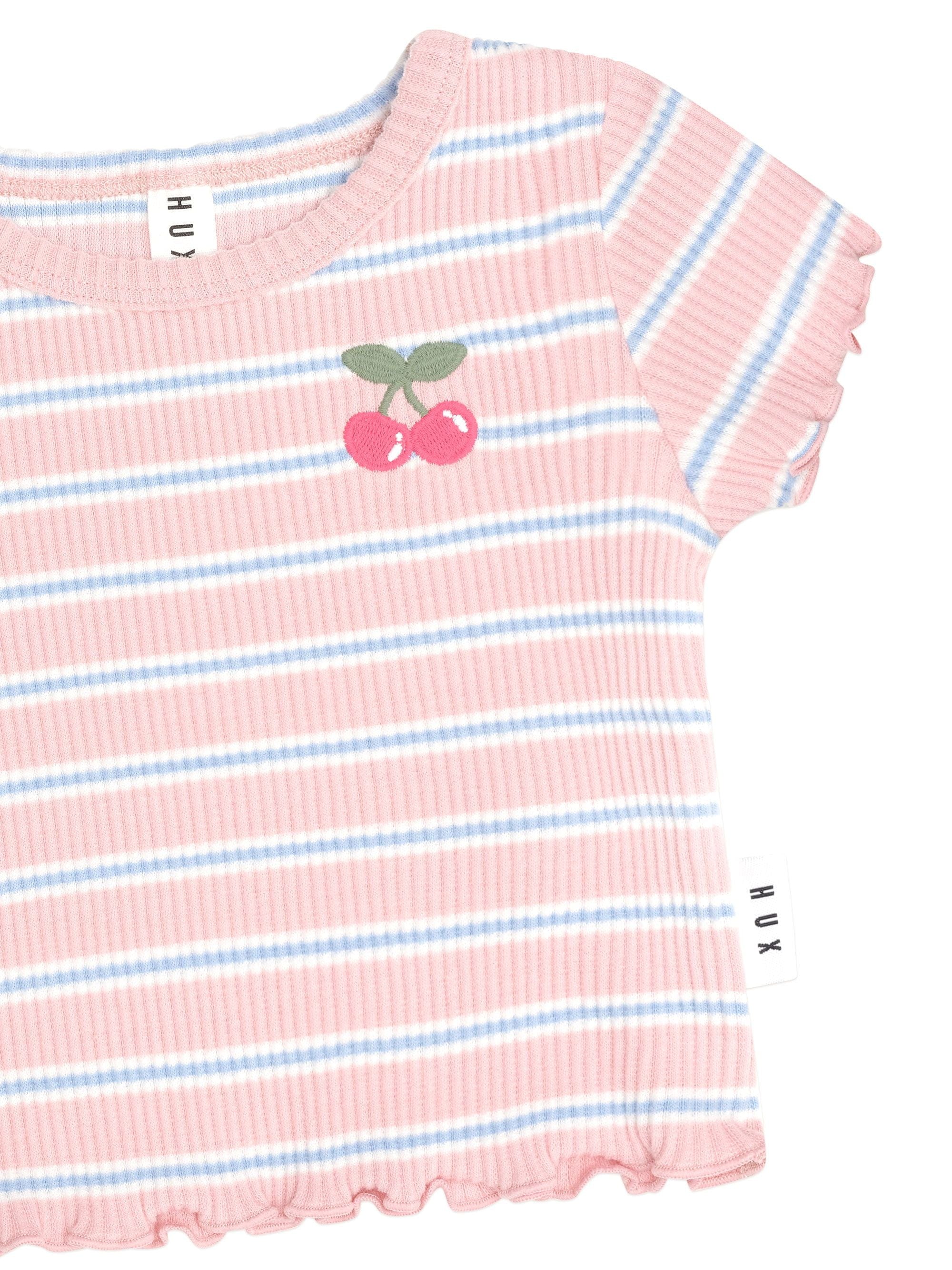 Huxbaby Girls Tee Candy Stripe Rib Tee