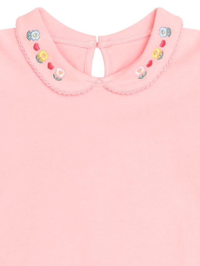 Huxbaby Girls Tee Floral Collar Puff Sleeve Tee