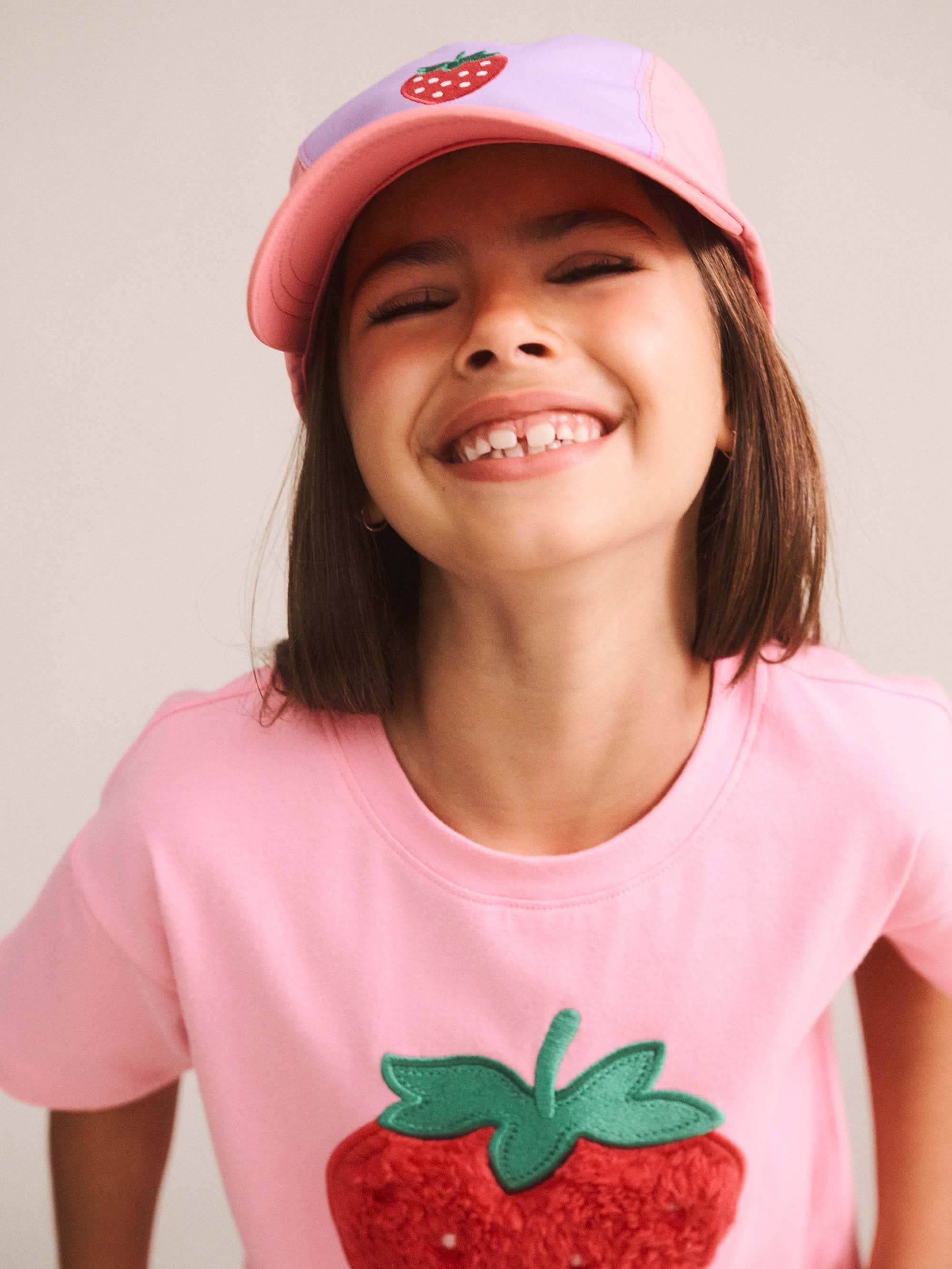 Huxbaby Girls Tee Furry Strawberry Slouchy Tee