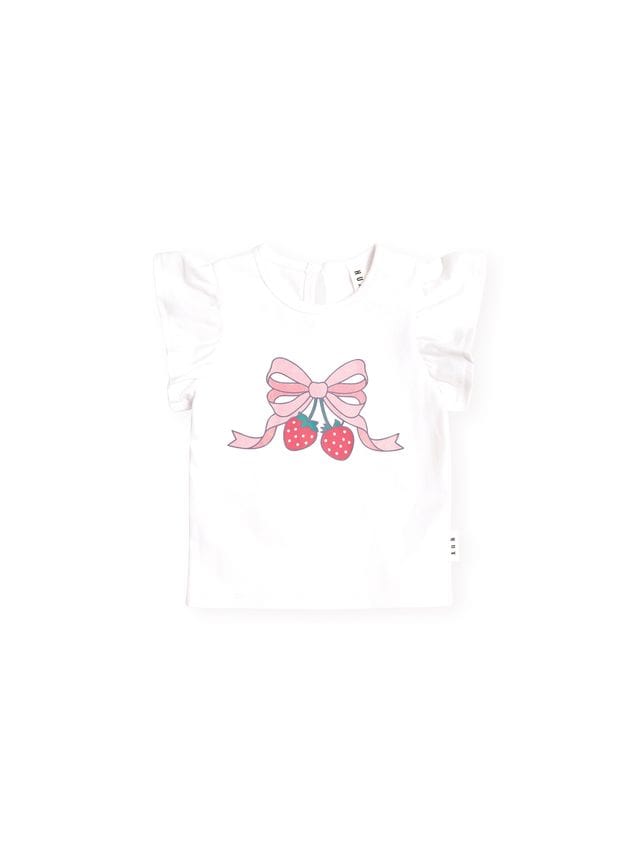 Huxbaby Girls Tee Strawberry Bow Frill Tee