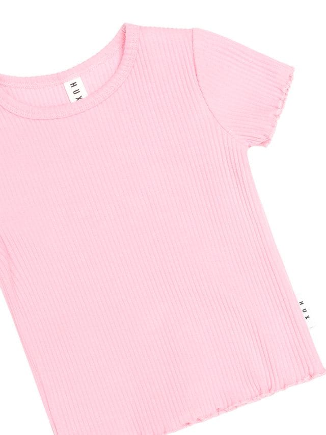 Huxbaby Girls Tee Strawberry Creme Rib Tee