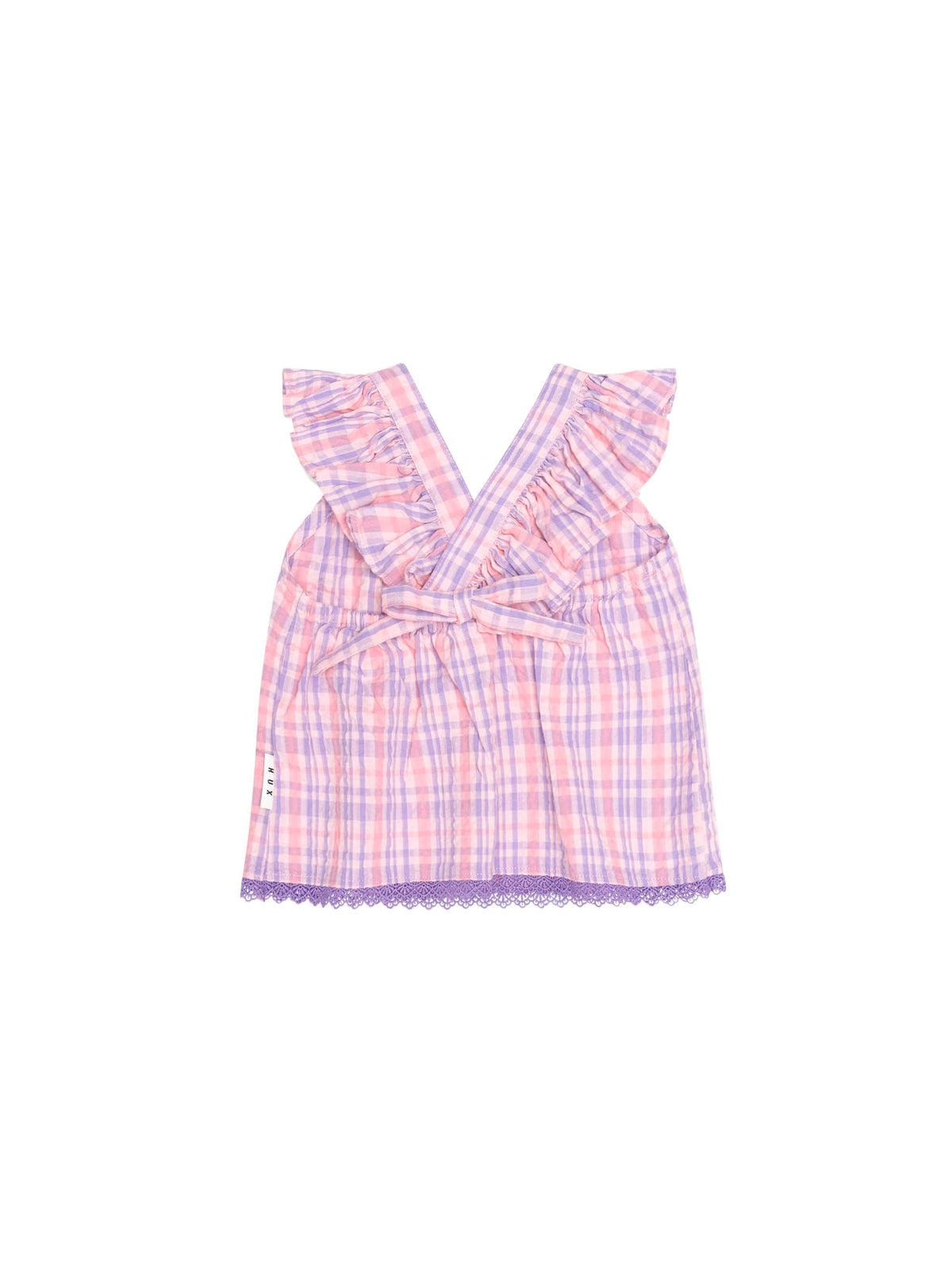 Huxbaby Girls Tee Tropical Check Tie Top